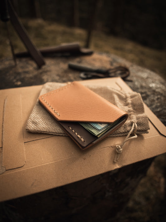 Minimalistisches Wallet aus Büffelleder | handgenähtes Portemonnaie | Kartenhalter