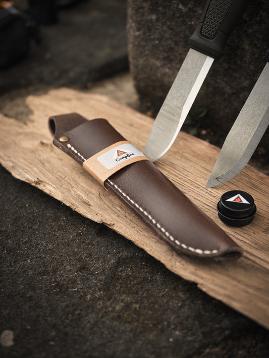 Lederscheide für Mora Garberg & Kansbol Büffelleder Rechts- oder Linksträger mit Belüftungssystem handgefertigt - kaffeebraun