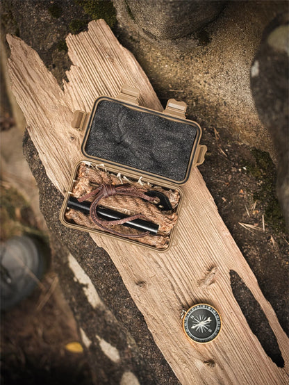 Campfire Rope Kit - Camping Feuer Starter Kit – Feuerstahl mit Hanfseil & wasserdichtem Case
