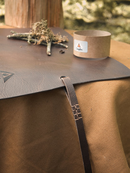 Bushcraft Ledermatte aus Büffelleder – Multifunktionale Outdoor Unterlage für Camping, Feuerstahl & Schnitzen