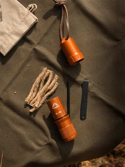 Notfall Feuerstarter Set mit Feuerstahl & Zunder | Wasserdichtes Bushcraft EDC Feuerkit